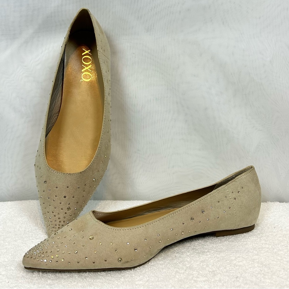 New XOXO Women's Annabella Rhinestone Embellished Flat Shoe / size 7.5
